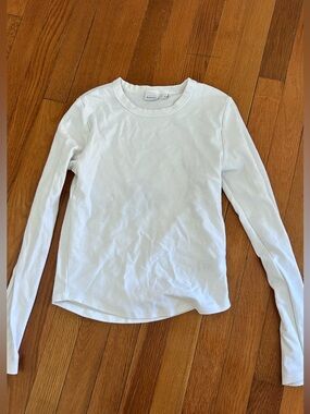 Aritzia White Long Sleeve Crewneck Top